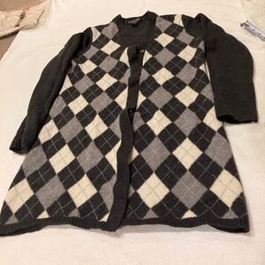 Brooks Brothers Longline Argyle Cardigan, L